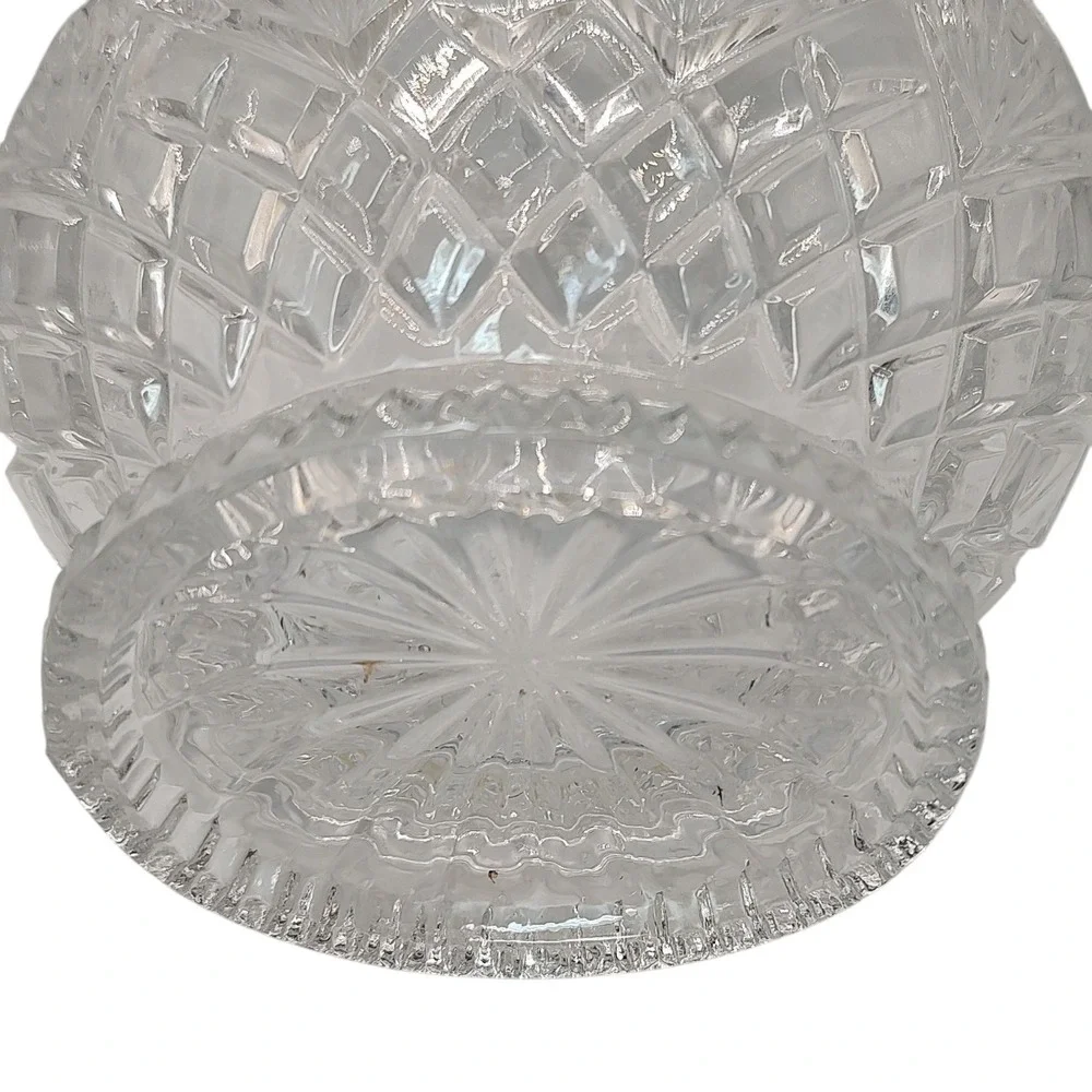 Imperial Slovakia‎ Lead Crystal Basket with Handle Diamond Fan Pattern SEE